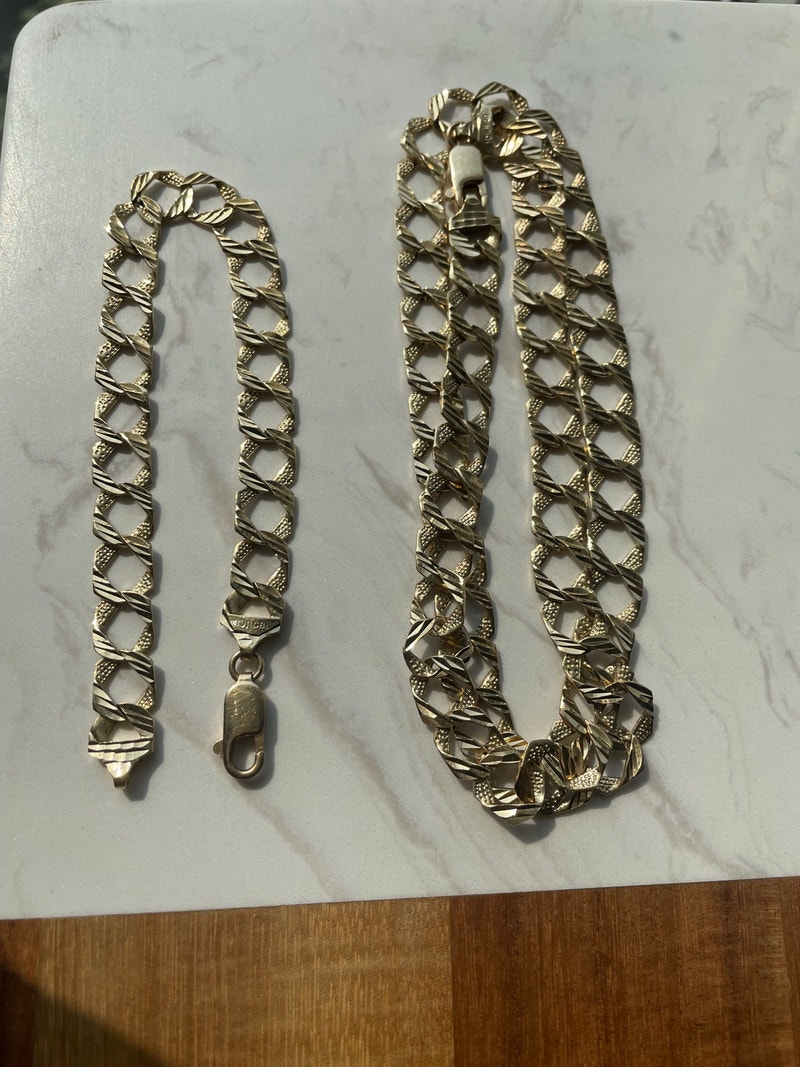 10k men’s gold diamond cut chain and bracelet Jewellery & Watches