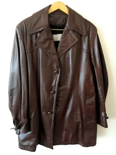 MINT 1970s Leather Car Coat - Size 40P - Like New, View more