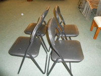 Set of 4 black padded folding chair with metal frame
