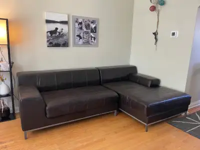Dark Brown Leather Sectional Sofa, View more