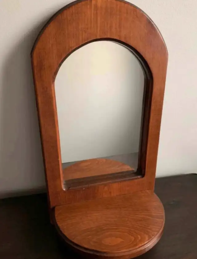 Vintage Wooden shelf mirror 11W×20H628632728362271222