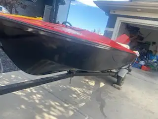 14 foot fibre glass boat with Johnson motor 