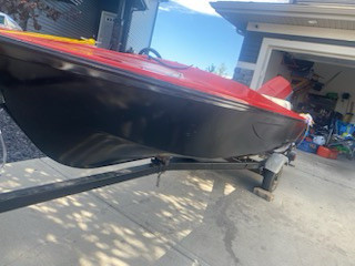 14 foot fibre glass boat with Johnson motor  in Powerboats & Motorboats in Edmonton