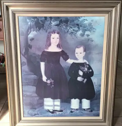 LARGE Folk Art Print 'Two Children c. 1843' By Jefferson Gauntt!, View more