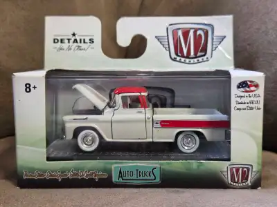This is an M2 Machines Auto-Trucks 1959 Chevrolet Apache pickup truck. It's a 1:64 scale model. The...