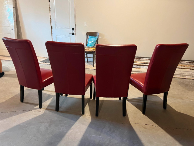 Red Leather Dinning Chairs in Chairs & Recliners in Kingston - Image 2