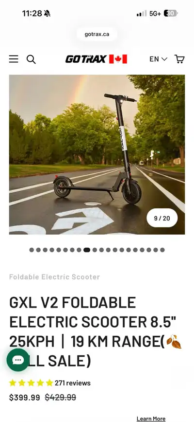 95% new Gotrax GXL V2 foldable E-scooter $250, View more