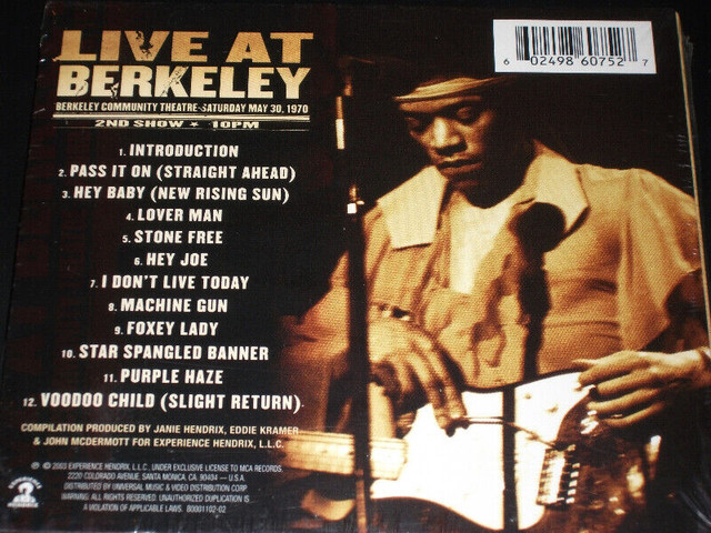 Jimi Hendrix Experience - Live at Berkeley (30 mai 1970) CD Neuf dans CD, DVD et Blu-ray  à Ville de Montréal - Image 4