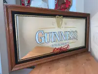 Vintage Guinness Draught Beer bar sign mirror ExcellentCondition