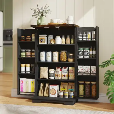 Superbe armoire de rangement style farmhouse – noire 41po, View more