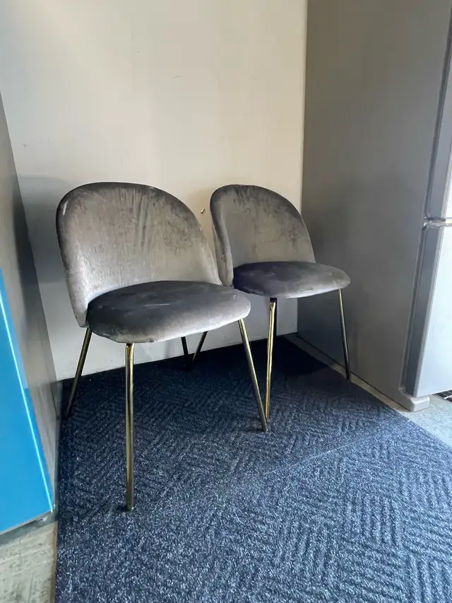 NEW 2 Upholstery Grey Dining Chairs (Gold Legs)   in Chairs & Recliners in London - Image 2