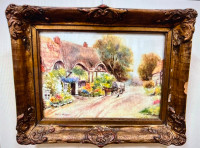 ANTIQUE WATERCOLOUR OF THATCHED COTTAGE - ALL ABOUT THE FRAME!