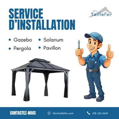 Nous vous offrons nos services d'installation de gazebo, pergola et pavillon dans les secteurs de Qu...