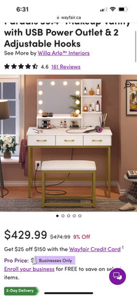 Make up desk with bench seating 
