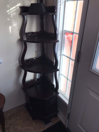 Solid - Hard wood with carved details - corner shelf $ 250