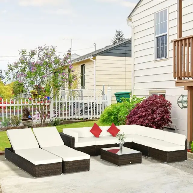 Luxury Wicker Patio lounger chair with Cushion, Cream White in Patio & Garden Furniture in Markham / York Region - Image 6