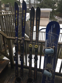 Used skis, snowboard and boots