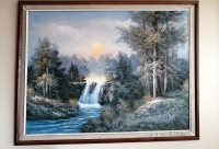 Huge oil painting landscape signed by R. Thomas 54" by 42"