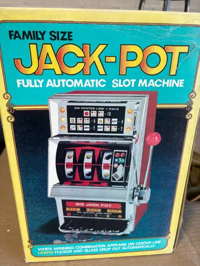 Step right up and try your luck with this vintage Family Size Jack-Pot Fully Automatic Slot Machine!...