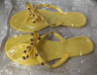 Women studded jelly flip flops sandals with bow