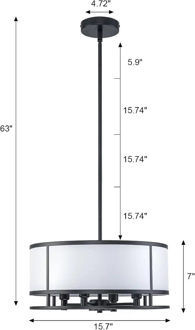 15.7" Modern Drum Chandelier for Dining Room, Kitchen, Entryway, in Indoor Lighting & Fans in Oshawa / Durham Region - Image 5