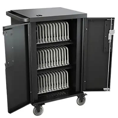 Bretford CoreX Cart - 3 Shelf - Steel - 33.2" Width x 25.8" Depth x 44.5" Height - Black - For charg...