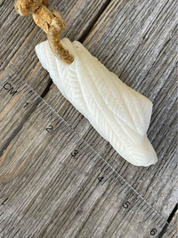 Ethical Carved Bone Pendant with Upcycled leather thong -