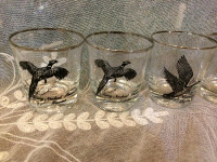7 verres a scotch ou whisky vintage série "Oiseaux du Canada"