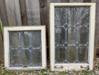 2 Old Leaded Glass Windows $125 (for both)