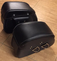 NICE Black Leather Motorcycle Saddle Bags “NEW”
