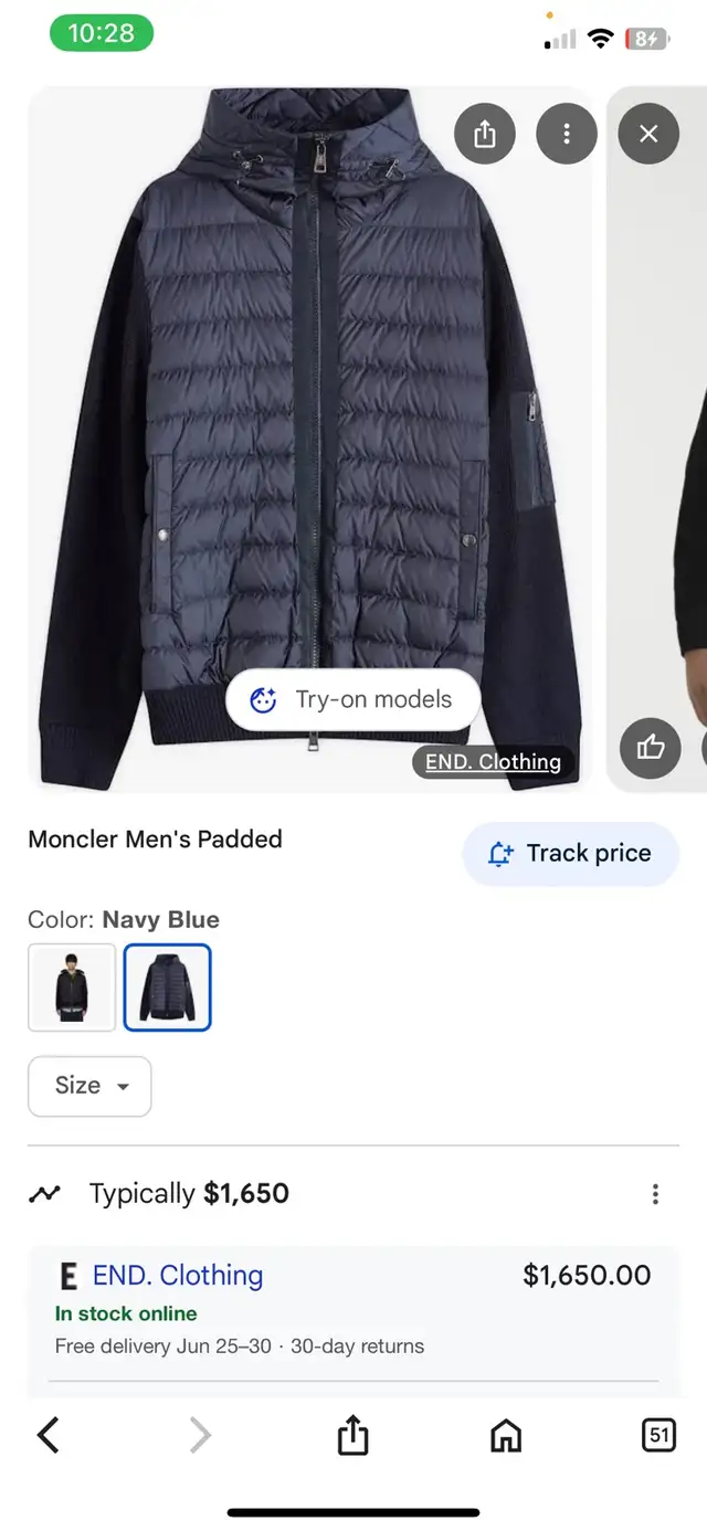 moncler men’s padded  jacket navy blue in Men's in City of Toronto - Image 2