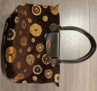 Longchamp Le Pliage Tote Bag - Brown Floral velvet France, View more