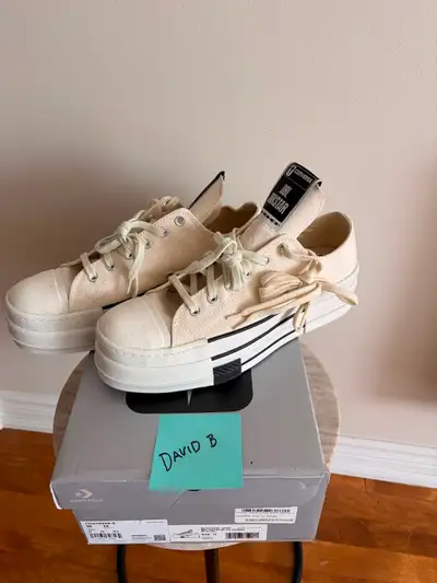 Rick Owens DRKSHDW x Converse DBL DRKSTAR OX lows Ivory sz 10, View more