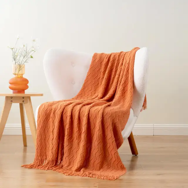 Cover burned Orange bed decor NEW Throw Blanket soft sofa couch in Bedding in Ottawa - Image 6
