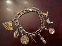 SOLID and HEAVY  Yellow Gold Bracelet with Different Charms