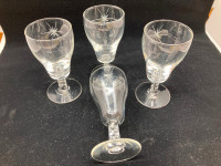 4 coupes à vin atomic starburst verre vintage 1950