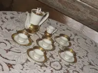 Antique Porcelain Espresso Tea Set -Gold Detail -Made in Bavria