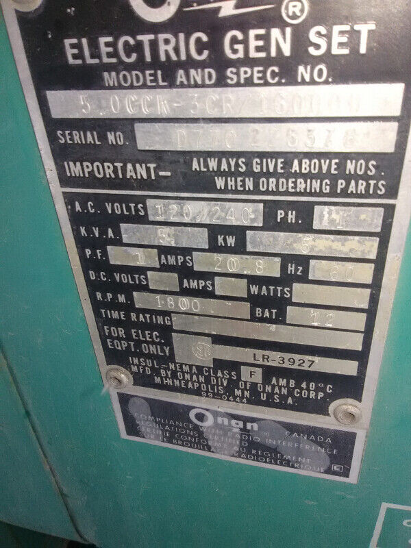 onan r v power generator Other Calgary Kijiji