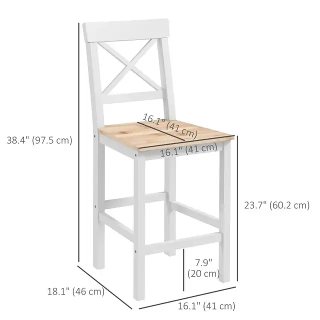 Counter Height Stool, Farmhouse Bar Stool with Backs, Solid Wood in Chairs & Recliners in Markham / York Region - Image 2