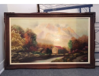 Peinture F. Verville 1960s Vintage Painting Cadre Original Frame