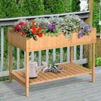 43.25" x 18" x 30" Elevated Wooden Garden Plant Stand 