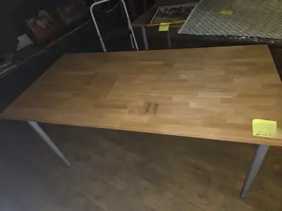 Butcher Block Table with Adjustable Legs, View more