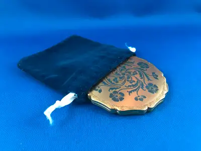Vintage 1950's Stratton Gold Tone Powder Compact with Mirror, View more
