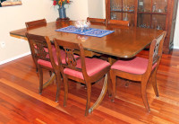 FORMAL DINING ROOM TABLE, 10 CHAIRS & HUTCH