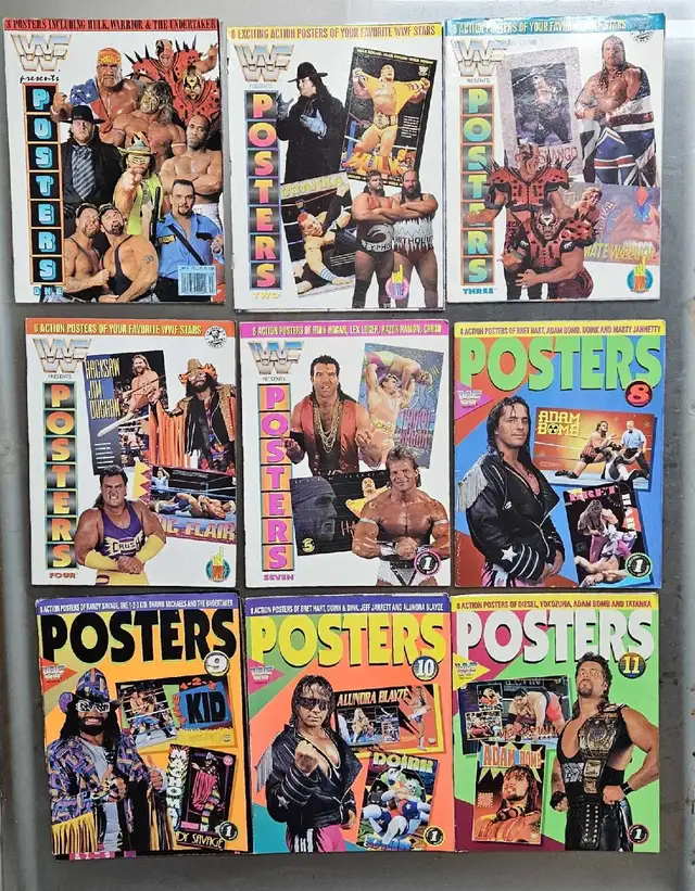VINTAGE 1990S WWF PRESENTS WRESTLING  POSTERS MAGAZINE SETS WWE in Arts & Collectibles in Oakville / Halton Region - Image 2