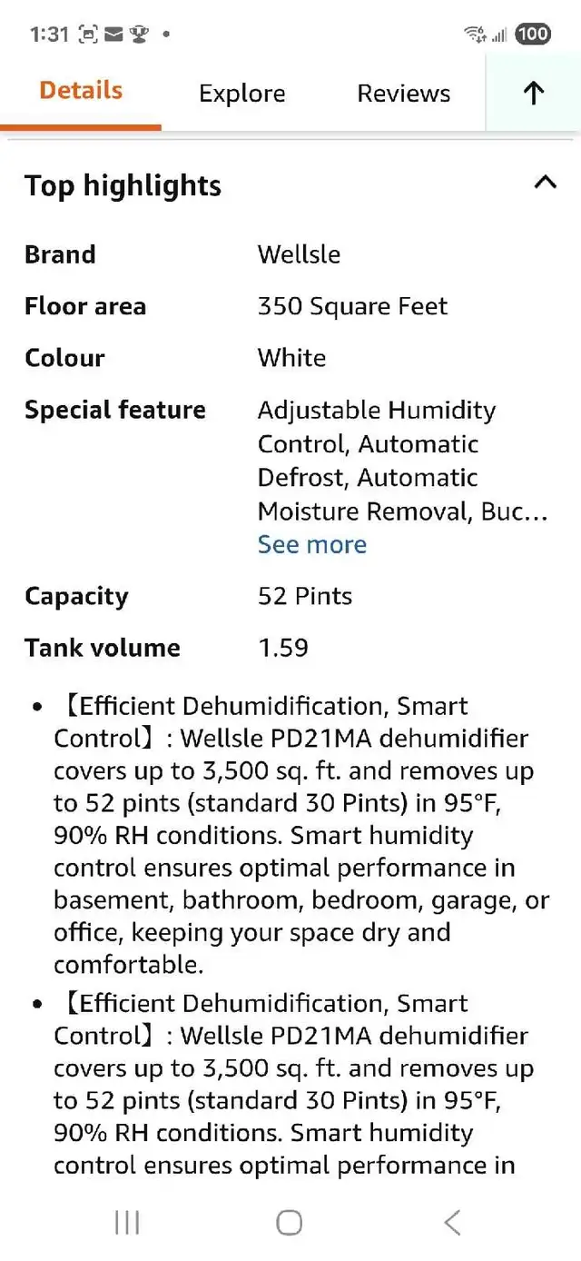 Wellsle Dehumidifier.  New64959975222147122