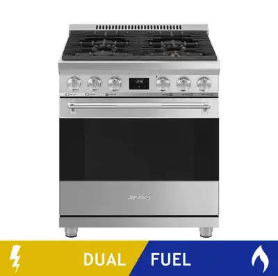 NEW Smeg 30" Dual Fuel Range True Convection Professional Stove, View more