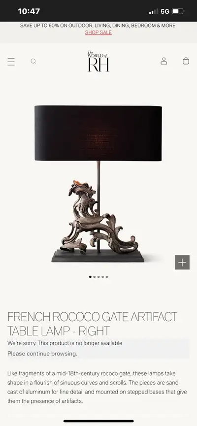 FRENCH ROCOCO GATE  TABLE LAMP - set right and left lamps, View more