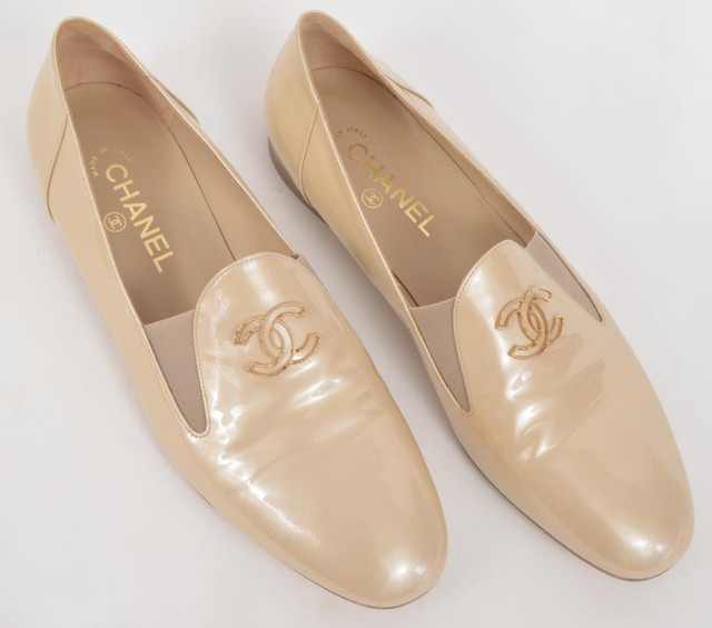 Chanel Beige Patent Loafers Goldtone  in Women's - Shoes in City of Halifax