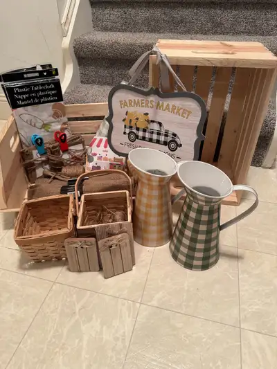 Farmer’s Market party decor: used as a baby shower theme. Banner “Locally grown” Sign “Farmers Marke...